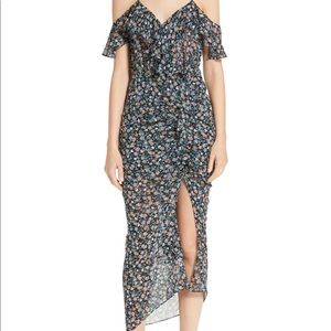 Veronica Beard Marilyn Cold Shoulder Silk Dress